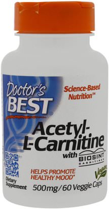 Doctors Best, Aceteyl-L-Carnitine with Biosint Carnitines, 500 mg, 60 Veggie Caps ,المكملات الغذائية، والأحماض الأمينية، ل كارنيتين، أسيتيل ل كارنيتين