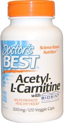 Doctors Best, Acetyl-L-Carnitine, 500 mg, 120 Veggie Caps ,المكملات الغذائية، والأحماض الأمينية، ل كارنيتين، أسيتيل ل كارنيتين