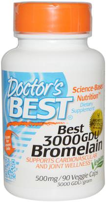 Doctors Best, Best 3000 GDU Bromelain, 500 mg, 90 Veggie Caps ,المكملات الغذائية، الإنزيمات، بروميلين