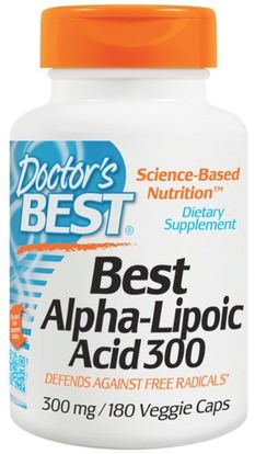 Doctors Best, Best Alpha-Lipoic Acid, 300 mg, 180 Veggie Caps ,والمكملات الغذائية، ومضادات الأكسدة، ألفا حمض ليبويك، ألفا حمض ليبويك 300 ملغ