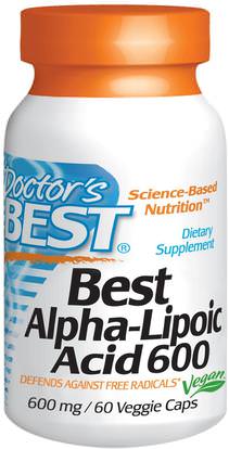 Doctors Best, Best Alpha-Lipoic Acid, 600 mg, 60 Veggie Caps ,والمكملات الغذائية، ومضادات الأكسدة، حمض الليبويك ألفا، ألفا حمض ليبويك 600 ملغ