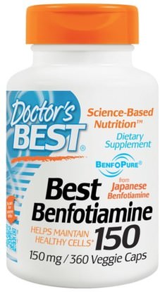 Doctors Best, Best Benfotiamine 150, 150 mg, 360 Veggie Caps ,المكملات الغذائية، بنفوتيامين