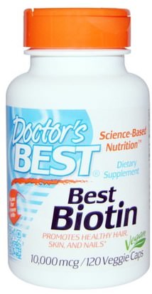 Doctors Best, Best Biotin, 10,000 mcg, 120 Veggie Caps ,الفيتامينات، فيتامين ب، البيوتين