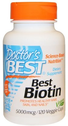 Doctors Best, Best Biotin, 5000 mcg, 120 Veggie Caps ,الفيتامينات، فيتامين ب، البيوتين
