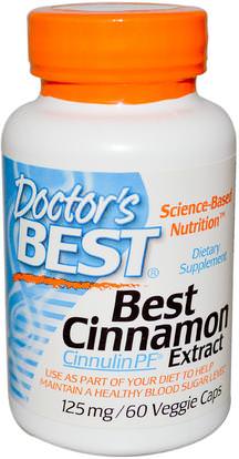 Doctors Best, Best Cinnamon Extract with Cinnulin PF, 125 mg, 60 Veggie Caps ,الأعشاب، القرفة استخراج