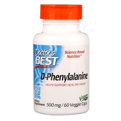 Doctors Best, Best D-Phenylalanine, 500 mg, 60 Veggie Caps ,المكملات الغذائية، والأحماض الأمينية، د- فينيل ألانين