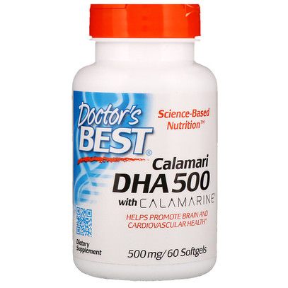 Doctors Best, DHA 500, from Calamari, 500 mg, 60 Softgels ,المكملات الغذائية، إيفا أوميجا 3 6 9 (إيبا دا)، دا