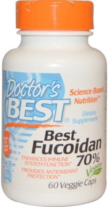 Doctors Best, Best Fucoidan 70%, 60 Veggie Caps ,المكملات الغذائية، الطحالب المختلفة، فوكويدان (البني فوكوكسانثين الأعشاب البحرية)