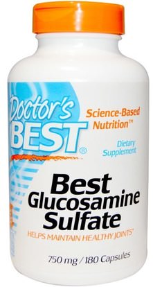 Doctors Best, Best Glucosamine Sulfate, 750 mg, 180 Capsules ,المكملات الغذائية، الجلوكوزامين