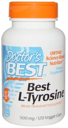Doctors Best, Best L-Tyrosine, 500 mg, 120 Veggie Caps ,المكملات الغذائية، والأحماض الأمينية، لتر التيروزين