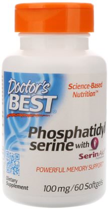 Doctors Best, Best Phosphatidylserine with SerinAid, 100 mg, 60 Softgels ,المكملات الغذائية، فسفاتيديل