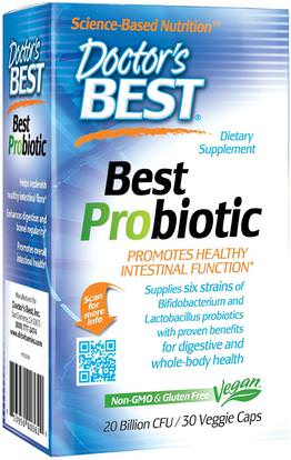 Doctors Best, Best Probiotic, 20 Billion CFU, 30 Veggie Caps ,المكملات الغذائية، البروبيوتيك، استقرت البروبيوتيك