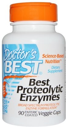Doctors Best, Best Proteolytic Enzymes, 90 Enteric Coated Veggie Caps ,المكملات الغذائية، الإنزيمات، الإنزيمات بروتين