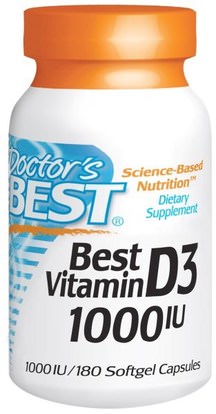 Doctors Best, Best Vitamin D3, 1000 IU, 180 Softgels ,الفيتامينات، فيتامين d3