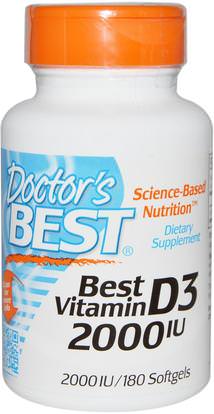 Doctors Best, Best Vitamin D3, 2000 IU, 180 Softgels ,الفيتامينات، فيتامين d3