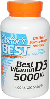 Doctors Best, Best Vitamin D3, 5000 IU, 720 Softgels ,الصحة، العظام، هشاشة العظام، فيتامين d3
