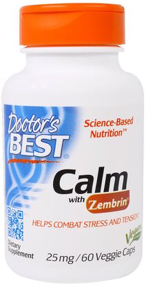 Doctors Best, Calm with Zembrin, 25 mg, 60 Veggie Caps ,والصحة، والمزاج، والقلق