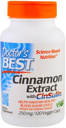 Doctors Best, Cinnamon Extract with CinSulin, 250 mg, 120 Veggie Caps ,المكملات الغذائية، الأعشاب