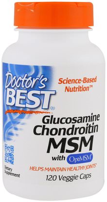 Doctors Best, Glucosamine Chondroitin MSM with OptiMSM, 120 Veggie Caps ,المكملات الغذائية، الجلوكوزامين