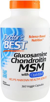Doctors Best, Glucosamine Chondroitin MSM with OptiMSM, 360 Veggie Caps ,المكملات الغذائية، الجلوكوزامين