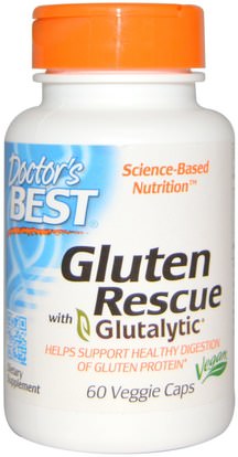 Doctors Best, Gluten Rescue, with Glutalytic, 60 Veggie Caps ,والمكملات الغذائية، والإنزيمات، والإنزيمات الهاضمة