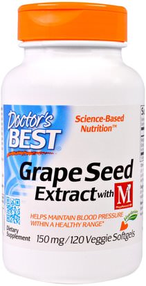 Doctors Best, Grape Seed Extract with MegaNatural-BP, 150 mg, 120 Veggie Caps ,المكملات الغذائية، مضادات الأكسدة، استخراج بذور العنب