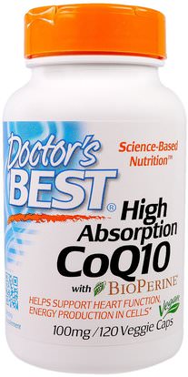 Doctors Best, High Absorption CoQ10 with BioPerine, 100 mg, 120 Veggie Caps ,المكملات الغذائية، أنزيم q10، coq10