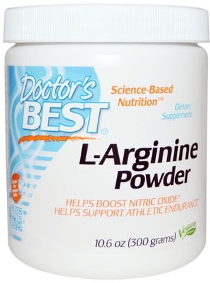 Doctors Best, L-Arginine Powder, 10.6 oz (300 g) ,المكملات الغذائية، الأحماض الأمينية، ل أرجينين، ل أرجينين مسحوق
