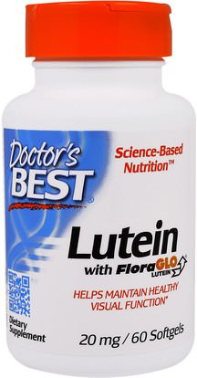 Doctors Best, Lutein with FloraGlo Lutein, 20 mg, 60 Softgels ,المكملات الغذائية، مضادات الأكسدة، اللوتين، الكاروتينات، زياكسانثين