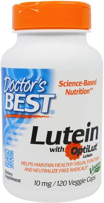 Doctors Best, Lutein with OptiLut, 10 mg, 120 Veggie Caps ,المكملات الغذائية، مضادات الأكسدة، اللوتين