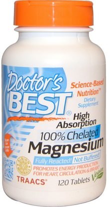Doctors Best, High Absorption Magnesium, 100% Chelated, 120 Tablets ,المكملات الغذائية، المعادن، المغنيسيوم