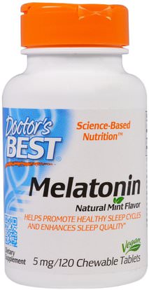 Doctors Best, Melatonin, Natural Mint Flavor, 5 mg, 120 Chewable Tablets ,المكملات الغذائية، الميلاتونين 5 ملغ