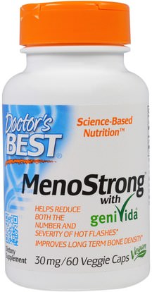 Doctors Best, MenoStrong With GeniVida, 30 mg, 60 Veggie Caps ,والصحة، والنساء، وانقطاع الطمث