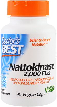 Doctors Best, Nattokinase, 2,000 FUs, 90 Veggie Caps ,المكملات الغذائية، ناتوكيناس، الإنزيمات