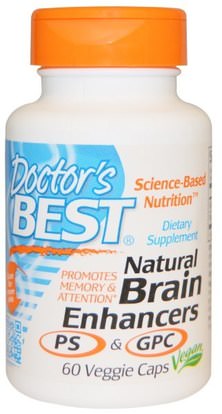 Doctors Best, Natural Brain Enhancers PS & GPC, 60 Veggie Caps ,المكملات الغذائية، فسفاتيديل، ألفا غك (غليسيروفوسفوكولين)