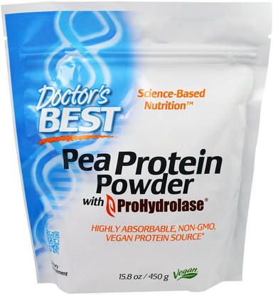 Doctors Best, Pea Protein Powder with ProHydrolase, 15.8 oz (450 g) ,المكملات الغذائية، البروتين، بروتين البازلاء