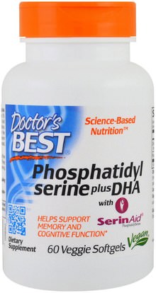 Doctors Best, Phosphatidylserine Plus DHA, 60 Veggie Softgels ,المكملات الغذائية، والأحماض الأمينية، فسفاتيديل