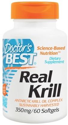 Doctors Best, Real Krill, 350 mg, 60 Softgel Capsules ,المكملات الغذائية، إيفا أوميجا 3 6 9 (إيبا دا)، زيت الكريل، زيت الكريل نبتون