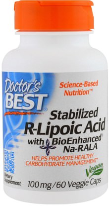 Doctors Best, Best Stabilized R-Lipoic Acid, 100 mg, 60 Veggie Caps ,المكملات الغذائية، مضادات الأكسدة، حمض الليبويك ألفا، حمض الليبويك r