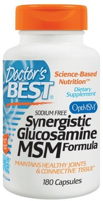 Doctors Best, Synergistic Glucosamine MSM Formula, with OptiMSM, 180 Capsules ,المكملات الغذائية، الجلوكوزامين