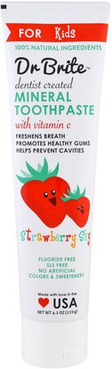 Dr. Brite, Mineral Toothpaste for Kids, Strawberry Sky, 4.2 oz (119 g) ,حمام، الجمال، معجون أسنان
