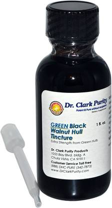 Dr. Clarks Purity Products, Green Black Walnut Hull Tincture, 1 fl oz ,الأعشاب، الجوز الأسود
