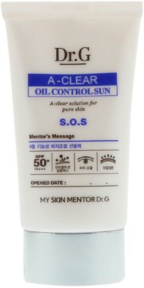 Dr. G, A-Clear, Oil Control Sun Cream SPF50+ PA++, 1.69 fl oz (50 ml) ,حمام، الجمال، واقي من الشمس، العناية بالوجه