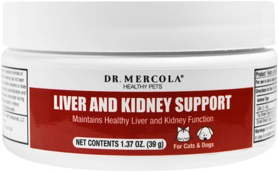 Dr. Mercola, Liver and Kidney Support for Pets, 1.37 oz (39 g) ,Herb-sa