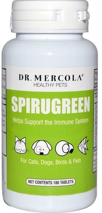 Dr. Mercola, SpiruGreen, For Cats, Dogs, Birds & Fish, 500 mg, 180 Tablets ,Herb-sa