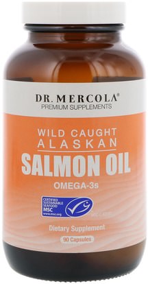 Dr. Mercola, Wild Caught Alaskan Salmon Oil, 90 Capsules ,المكملات الغذائية، إيفا أوميجا 3 6 9 (إيبا دا)، زيت السلمون
