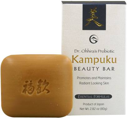 Dr. Ohhiras, Essential Formulas Inc., Probiotic, Kampuku Beauty Bar, 2.82 oz (80 g) ,حمام، الجمال، الصابون