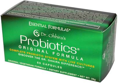 Dr. Ohhiras, Essential Formulas Inc., Probiotics, Original Formula, 60 Capsules ,المكملات الغذائية، البروبيوتيك، استقرت البروبيوتيك