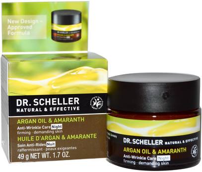 Dr. Scheller, Anti-Wrinkle Care, Night, Argan Oil & Amaranth, 1.7 oz (49 g) ,الجمال، العناية بالوجه، نوع البشرة مكافحة الشيخوخة الجلد، حمام، الكريمات الوجه أرغان