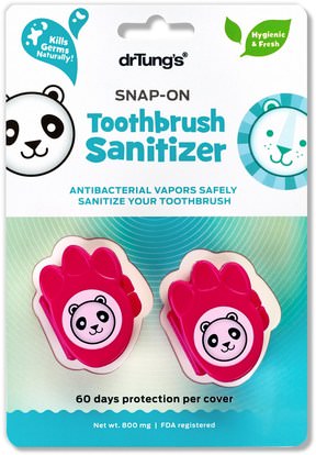 Dr. Tungs, Kids Snap-On Toothbrush Sanitizer, 2 Toothbrush Sanitizers ,حمام، الجمال، عن طريق الفم الأسنان الرعاية، فرشاة الأسنان، صحة الطفل، الطفل عن طريق الفم الرعاية